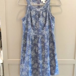 LOFT | Faded Floral Denim Sleeveless Dress | 4P